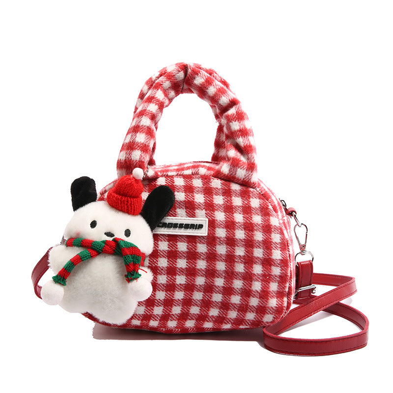 Women's Cute Plush Sweet Cool Christmas Portable Crossbody Bags