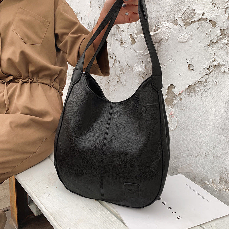 Women's Retro Soft Leather Textured Large Capacity Shoulder Bags