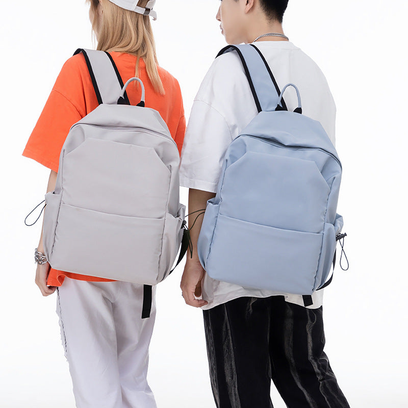 Simple Pure Color Trendy Couple Large Backpacks