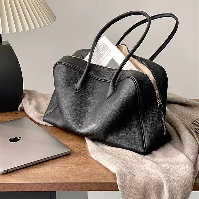 Layer Cowhide Design Pillow Bowling Genuine Leather Crossbody Bags