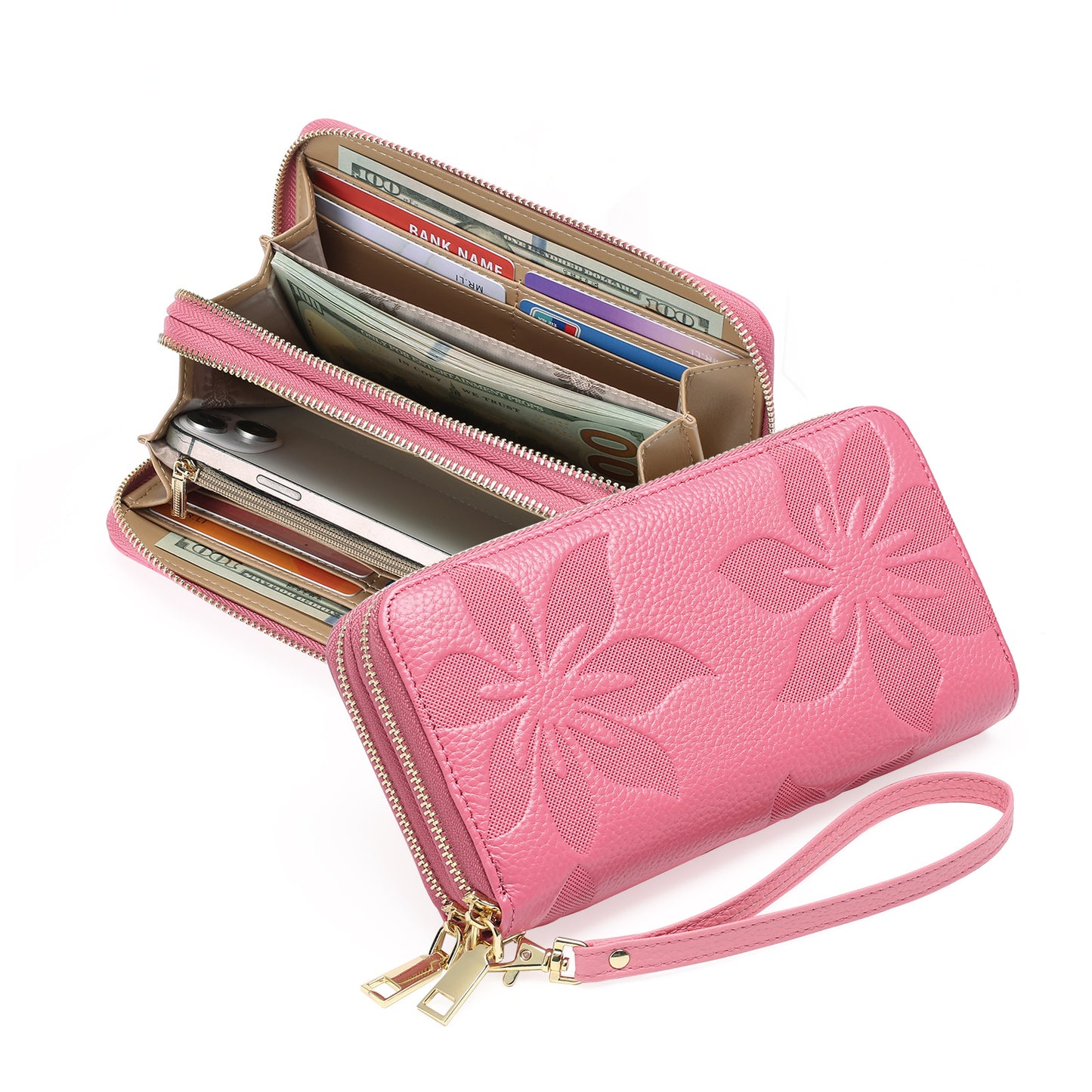 Women's Leather Large Capacity Long Top Layer Ladies Wallets