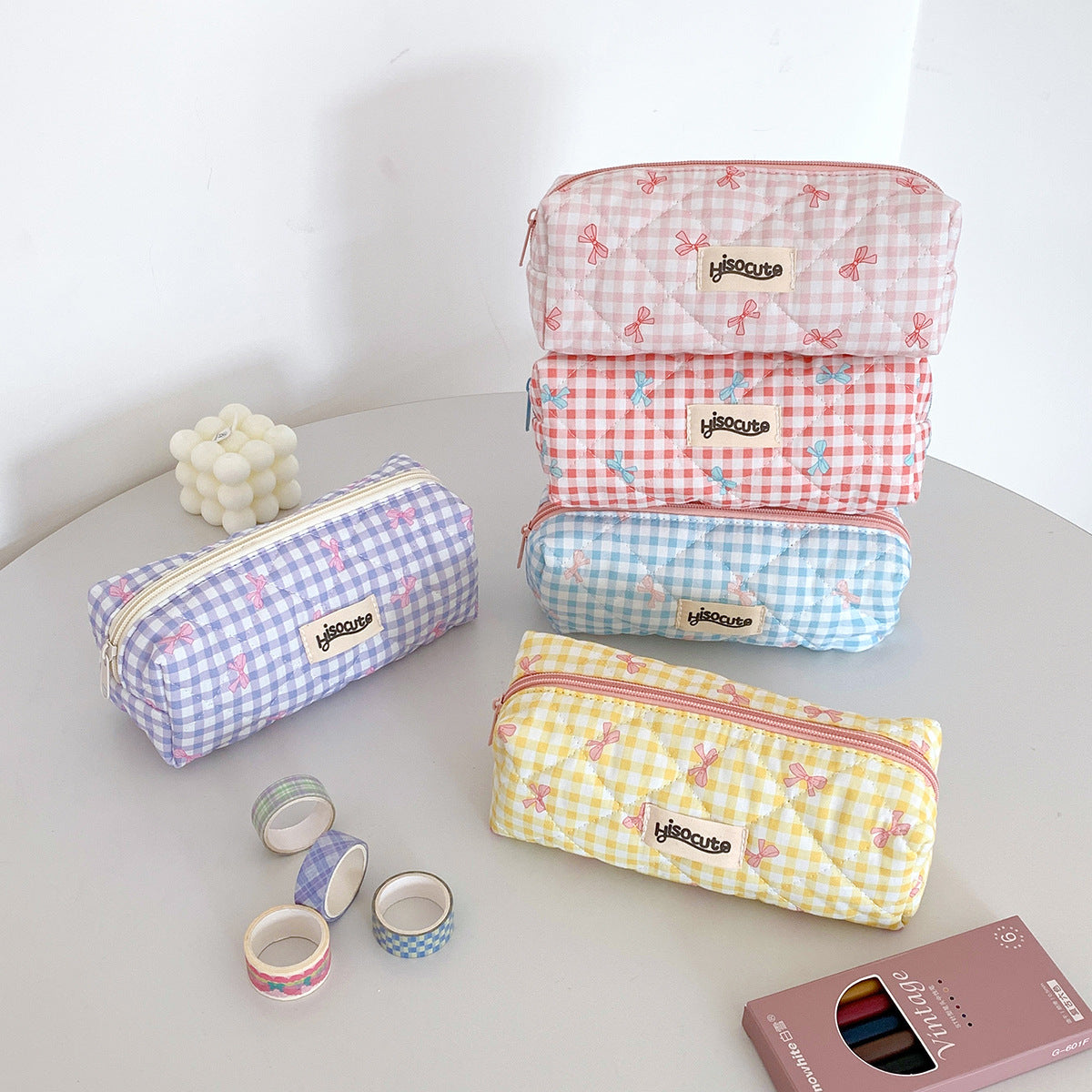 Plaid Simple Good-looking Makeup Brush Assorted Cosmetic Bags