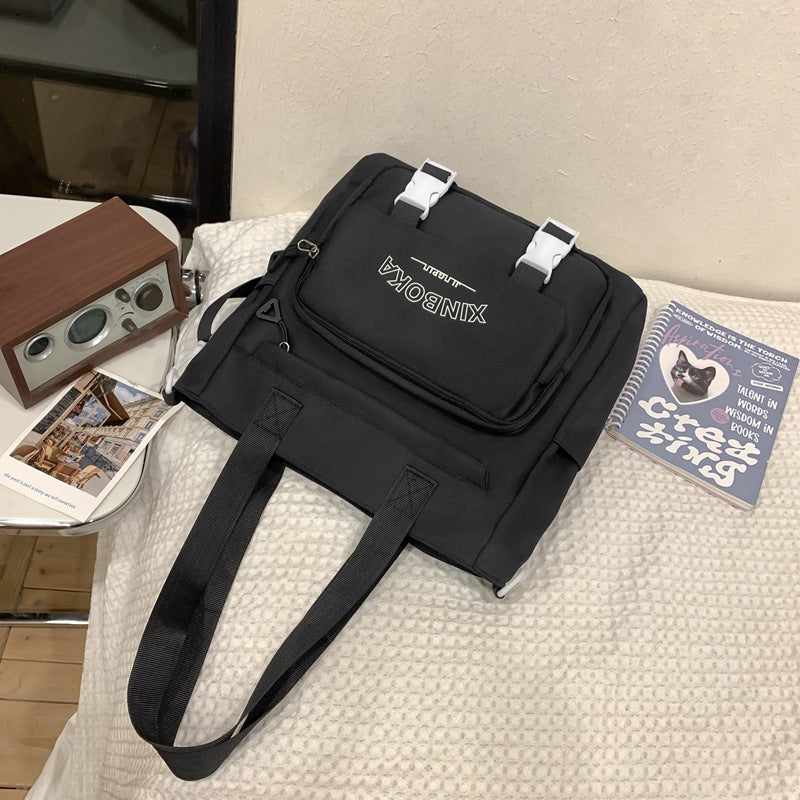 Women's Fashion Solid Color Wide Strap Portable Backpacks