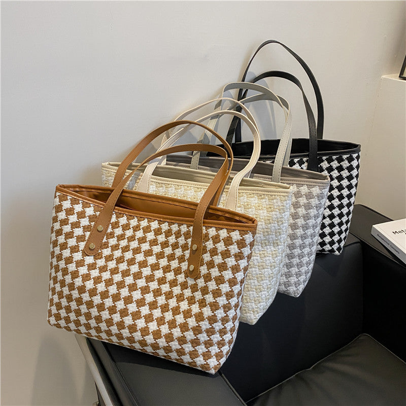 Simple Commute Big Fashion Check Pattern Shoulder Bags