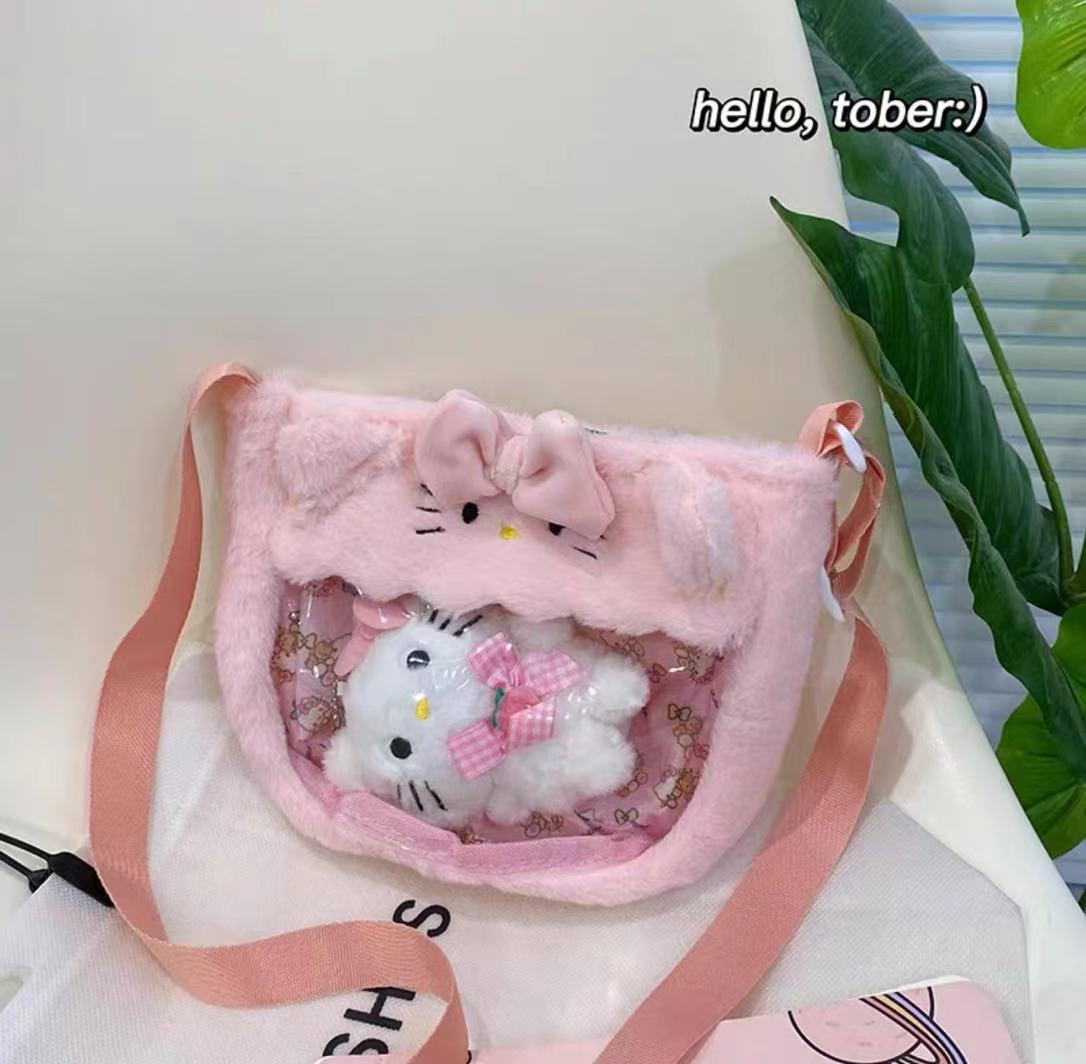Cute Transparent Cartoon Plush Toy Doll Shoulder Bags