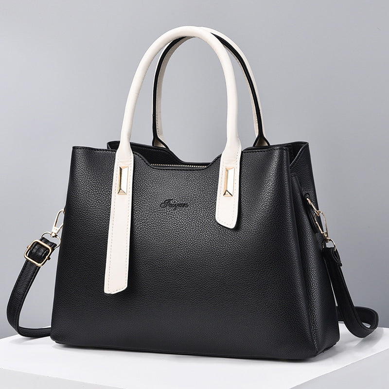 Women's Korean Style Color Matching Large Capacity Handbags