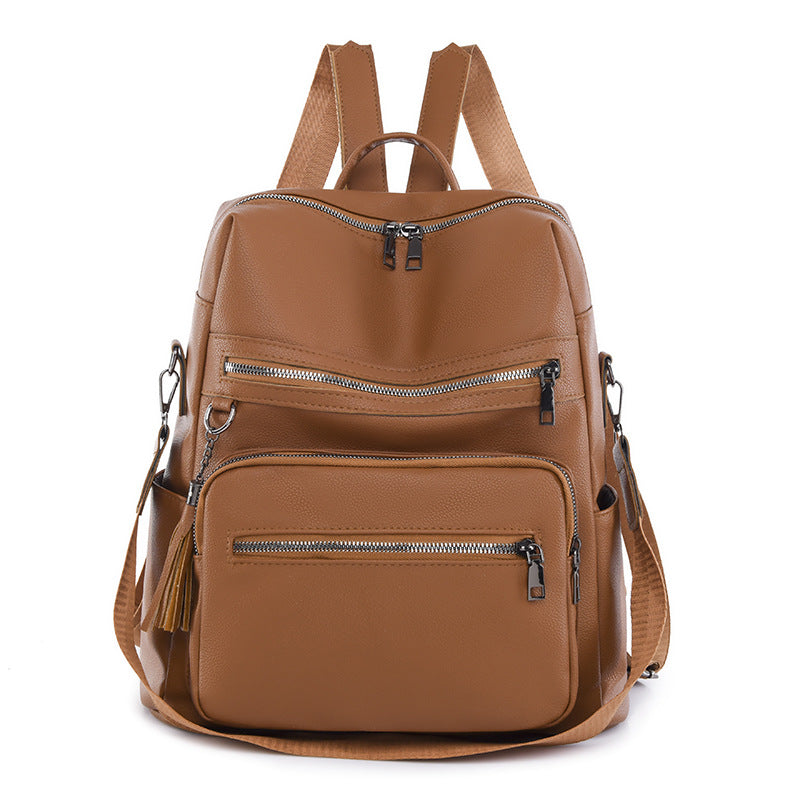 Women's Charming Black Leisure Retro Textured Backpacks