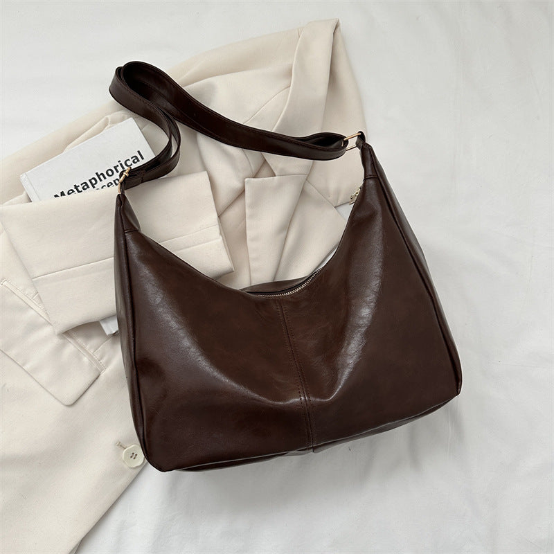 Women's Capacity Fashion Retro Commuter Textured Underarm Shoulder Bags