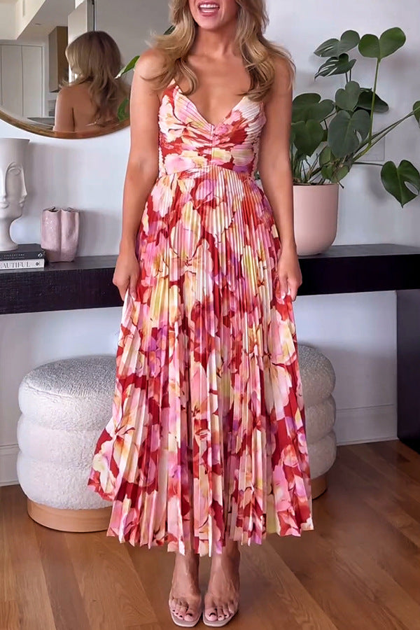 Women's Dress Printed Sleeveless Beach Pleated Fashion Dresses