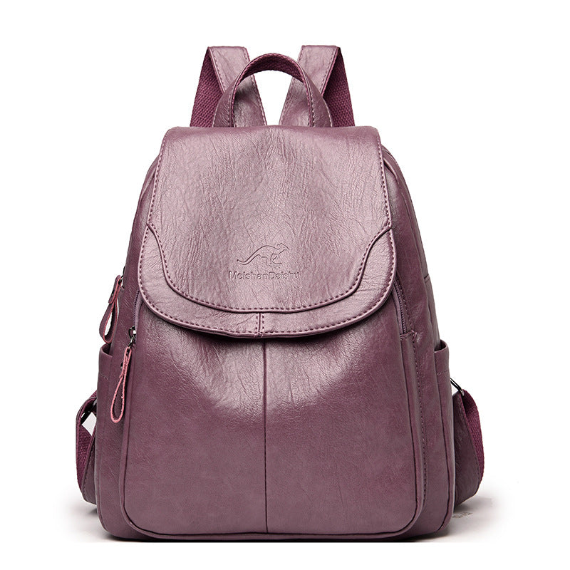 Women's Korean Fashionable Soft Leather Pattern Colorful Backpacks