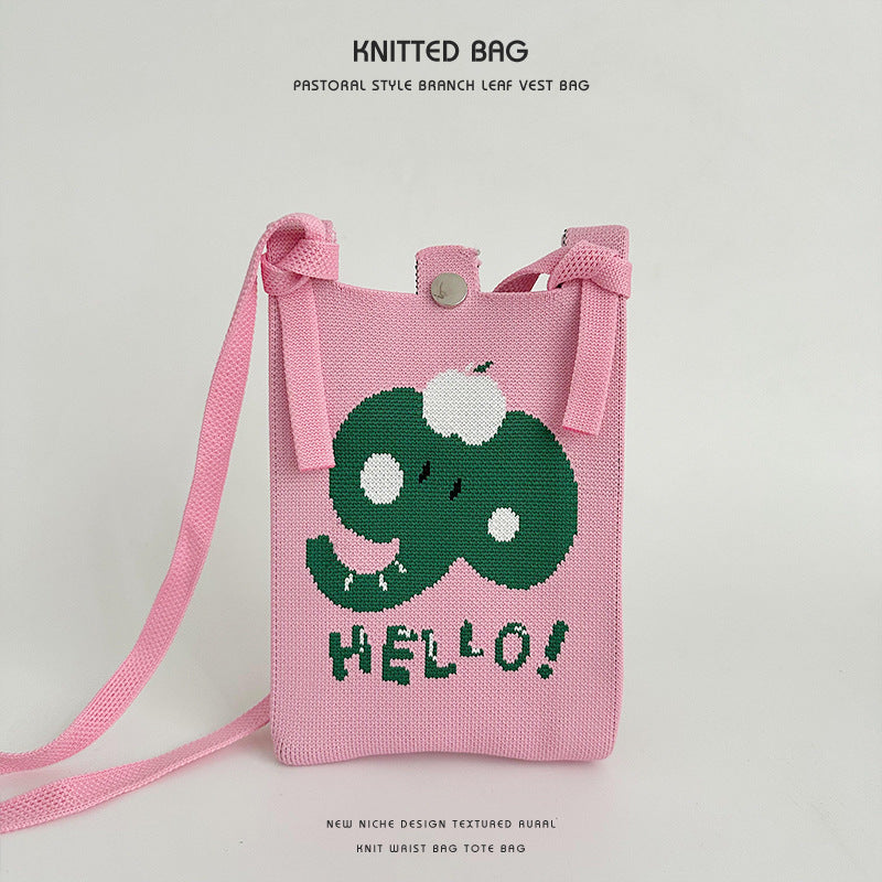 Women's Charming Mobile Detachable Strap Knitted Phone Bags