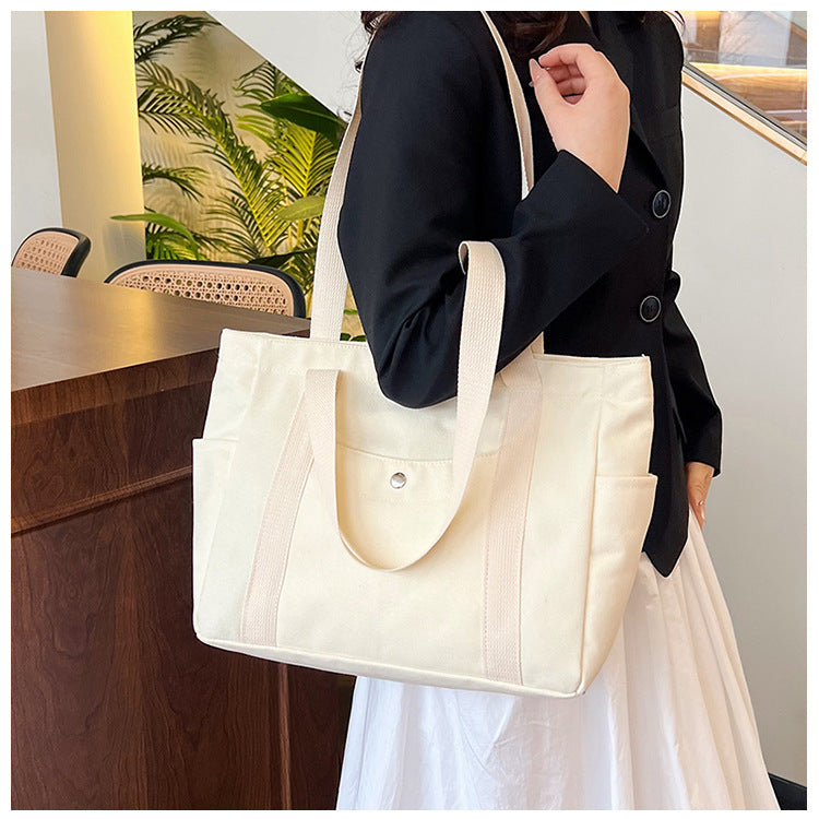 Women's Canvas Large Capacity Book Holding Class Armpit Bags