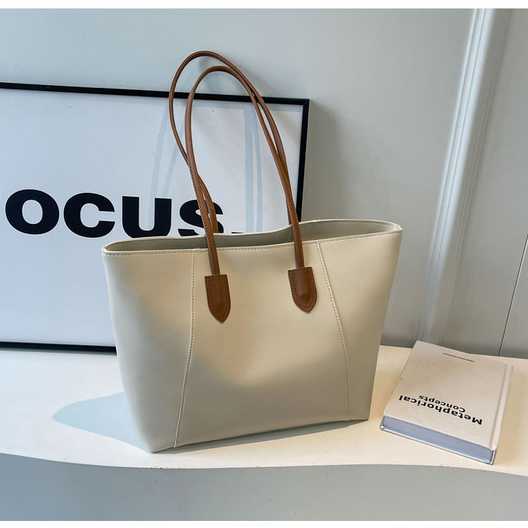 Women's Large Capacity Portable Underarm Fashion Simple Solid Color Big Shoulder Bags