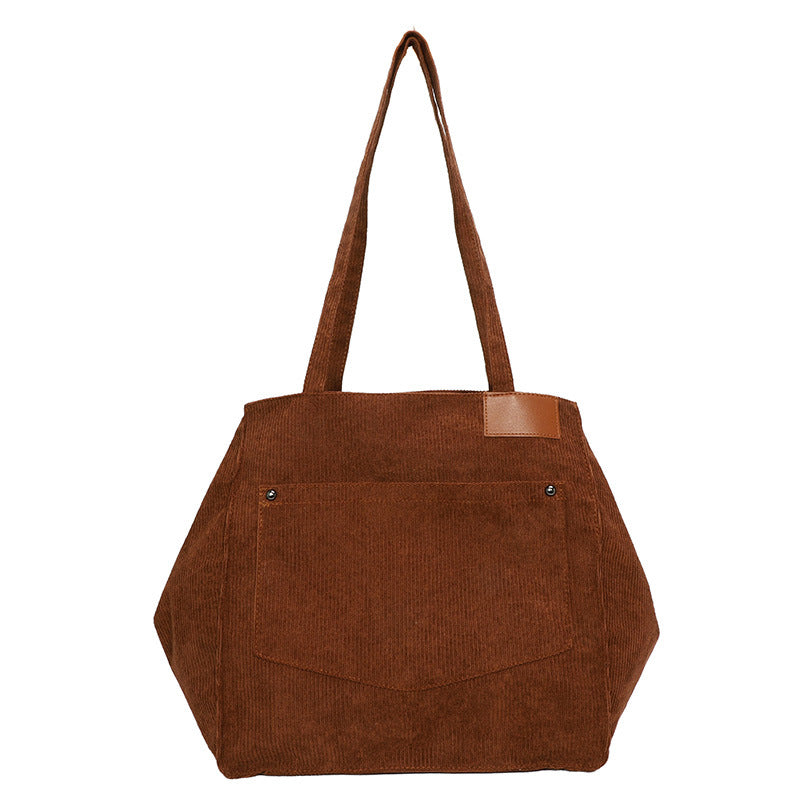 Women's Large Capacity Corduroy Retro Shopping Canvas Crossbody Bags