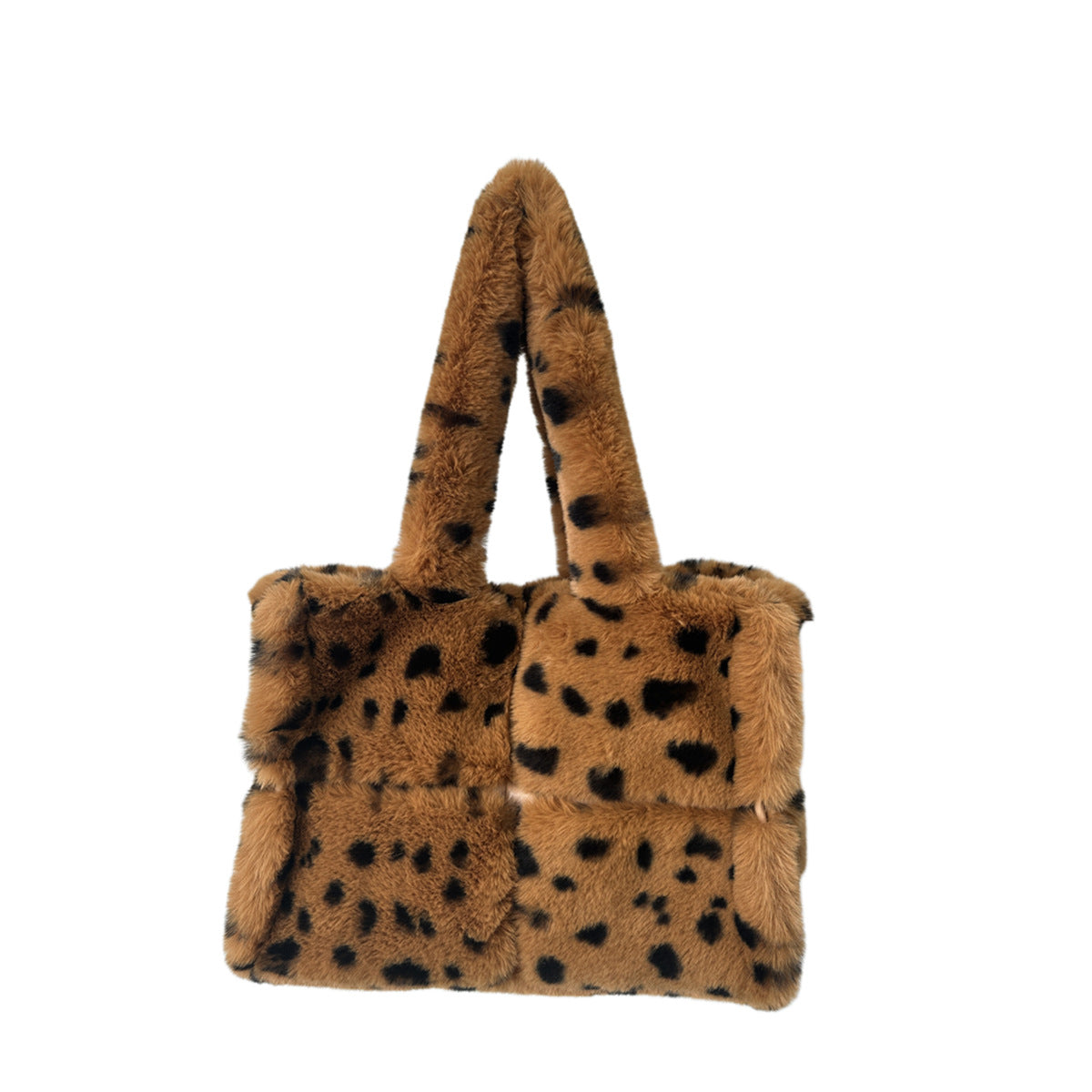 Leopard Print Large Capacity Portable Plush Shoulder Bags