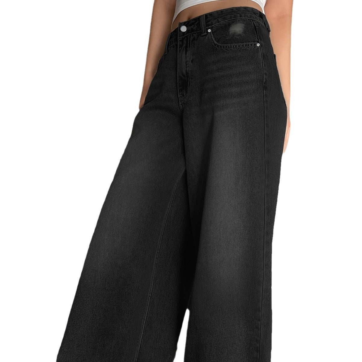 Women's Mopping Loose Hole Wide Leg Casual Women's Jeans