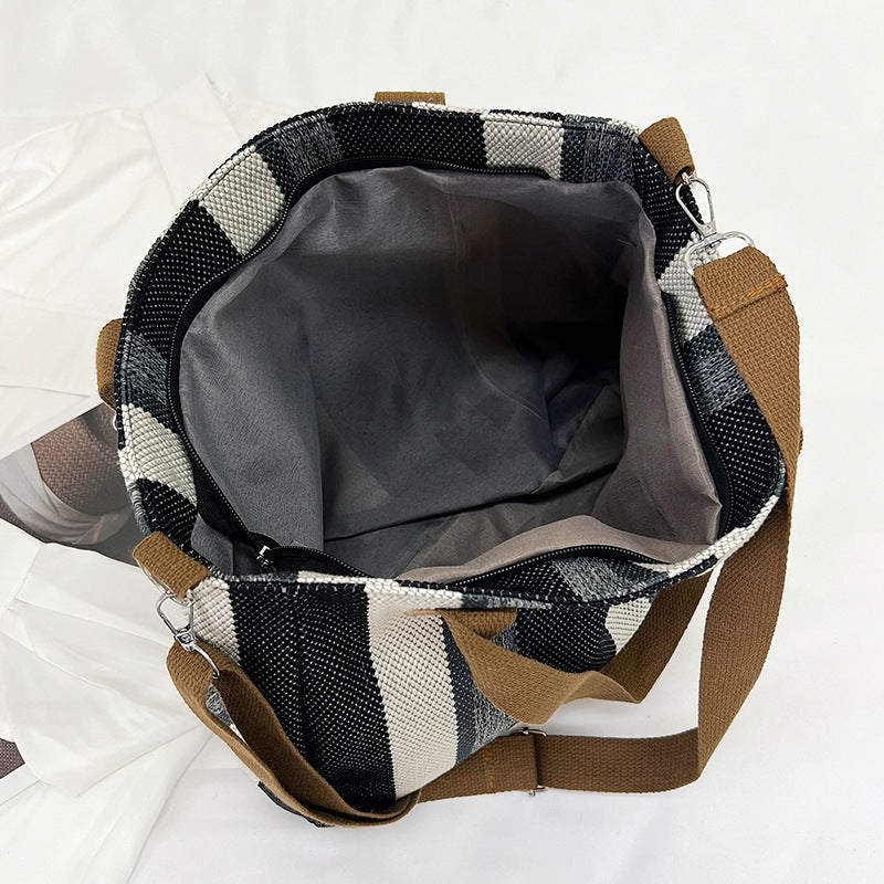 Women's Striped Large Capacity Fashion Commuter Western Tote Bags