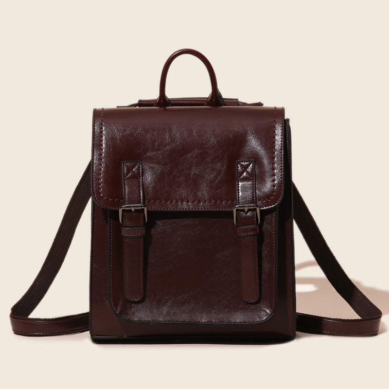 Women's Genuine Leather Fashion Oil Wax Cowhide Backpacks