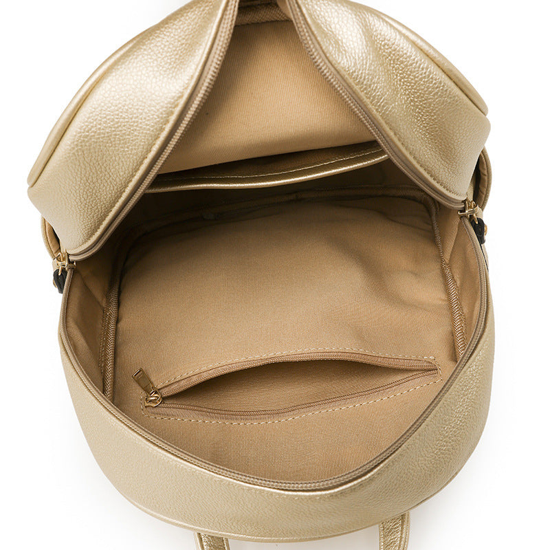 Women's Large Capacity Soft Leather Rivets High-grade Backpacks