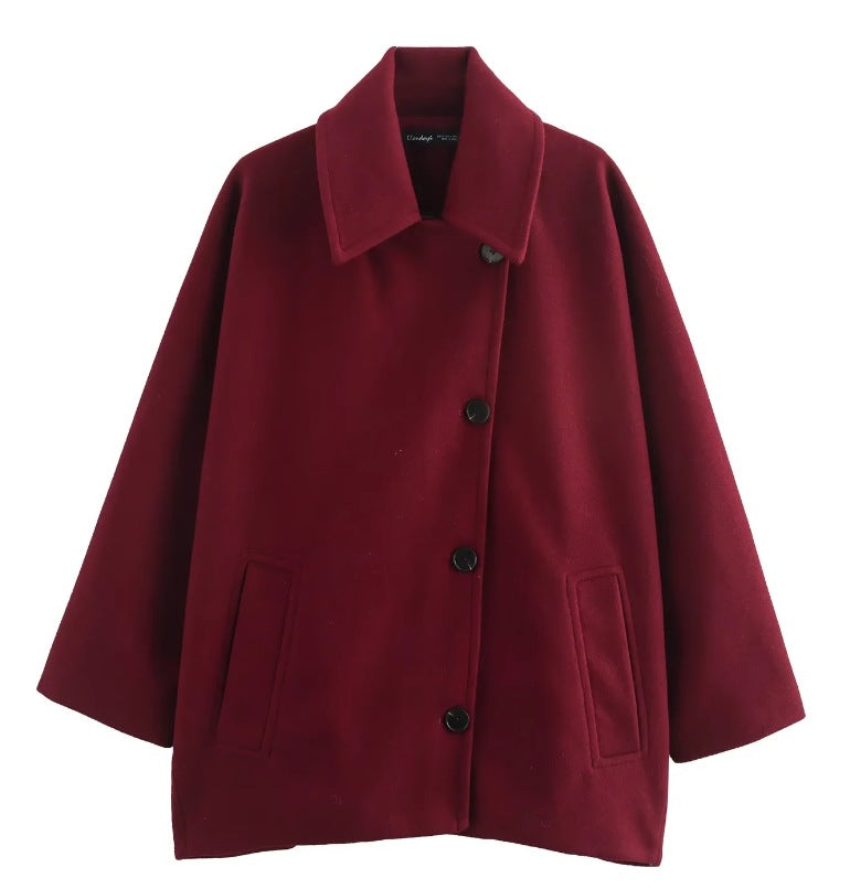 Women's Creative Single-breasted Lapel Loose Wool Jackets