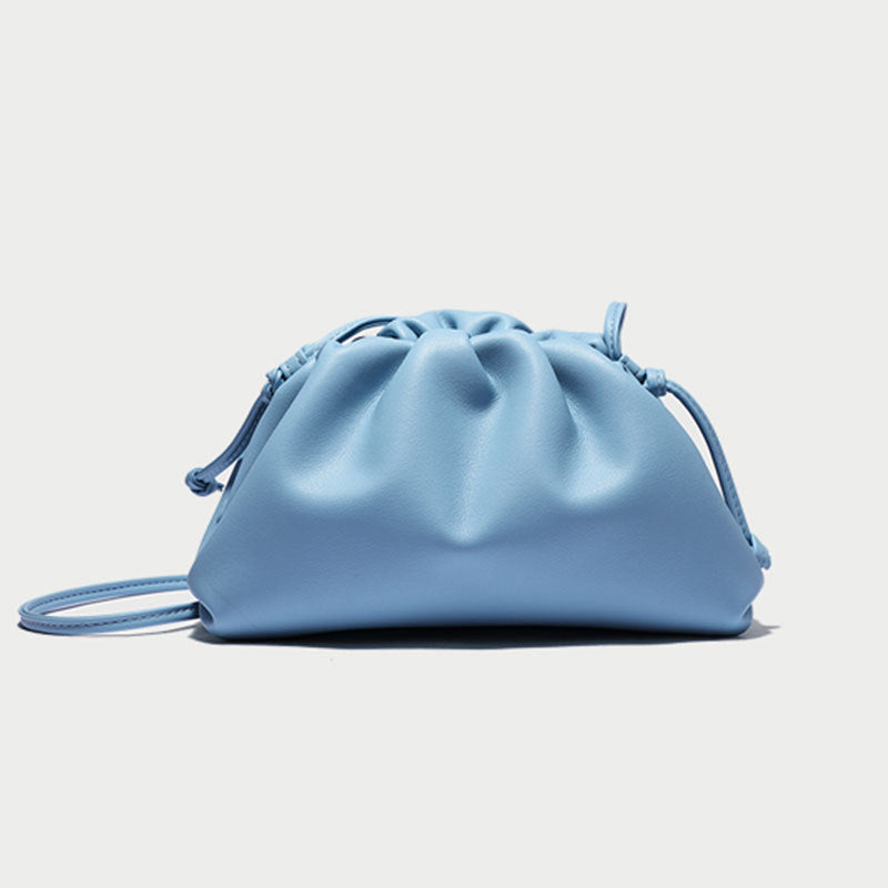 Women's Color Soft Cowhide Pleated Dumpling Fashion Trendy Crossbody Bags