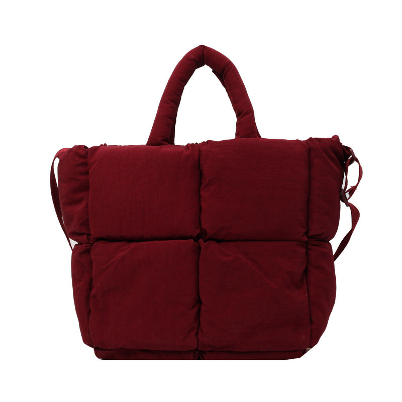 Women's Diamond Fashionable Soft Cotton Filling Pillow Shoulder Bags