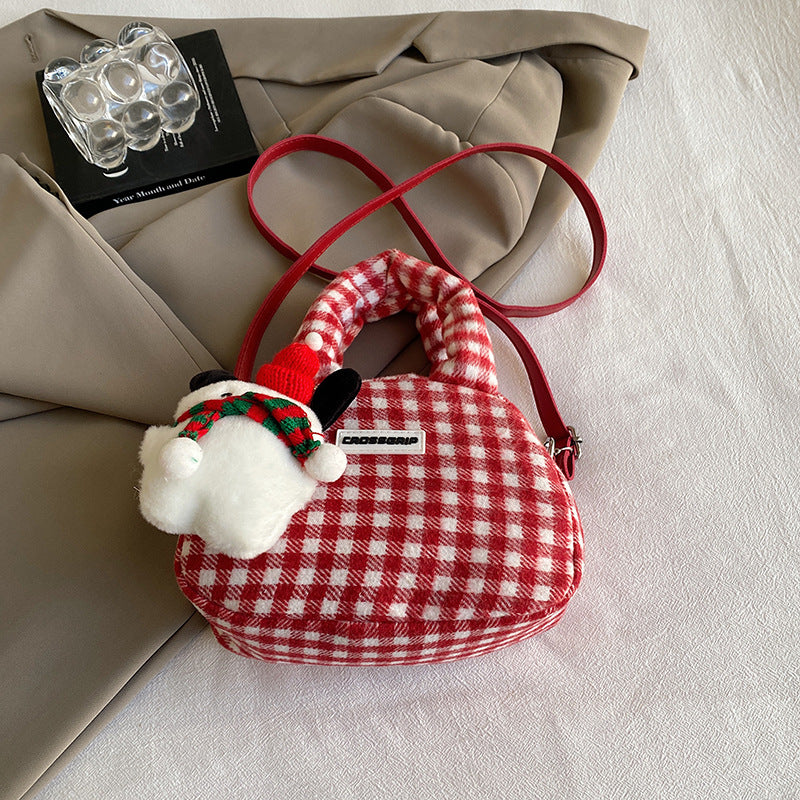 Women's Cute Plush Sweet Cool Christmas Portable Crossbody Bags