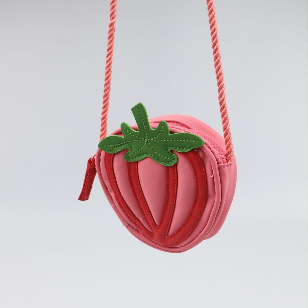 Women's Leather Concave Shape Pink Strawberry Fruit Bags