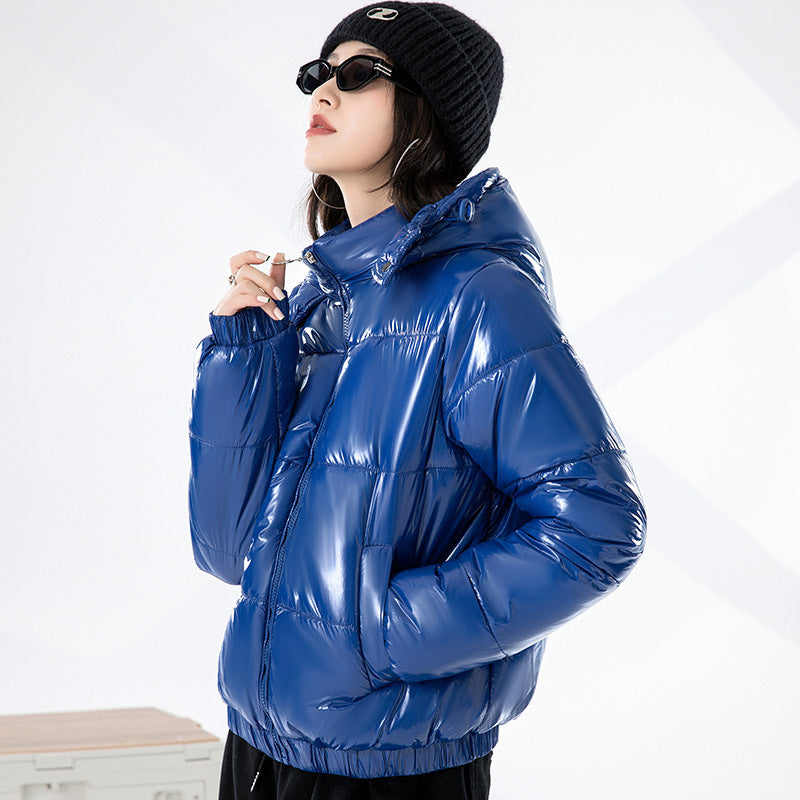Women's Glossy Hooded Fashion Winter Korean Style Coats