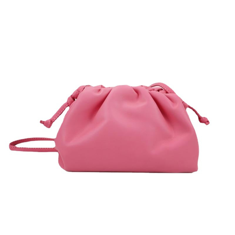 Women's Color Soft Cowhide Pleated Dumpling Fashion Trendy Crossbody Bags