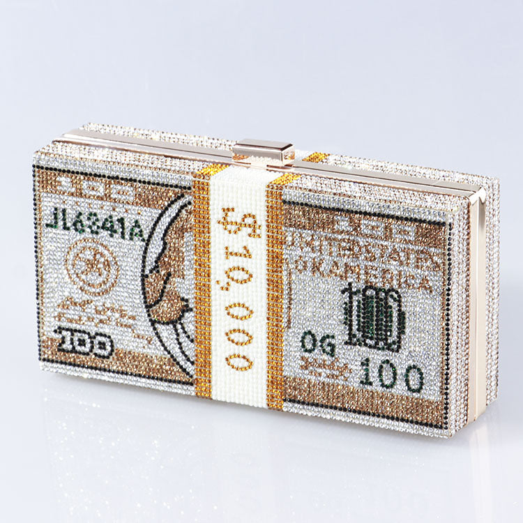 Women's Dollar Full Diamond Usd Dinner Dress Evening Bags