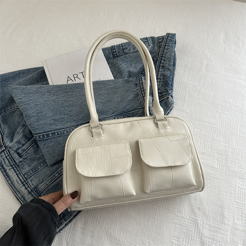 Women's Niche Underarm Fashion Stitching Versatile Large Armpit Bags