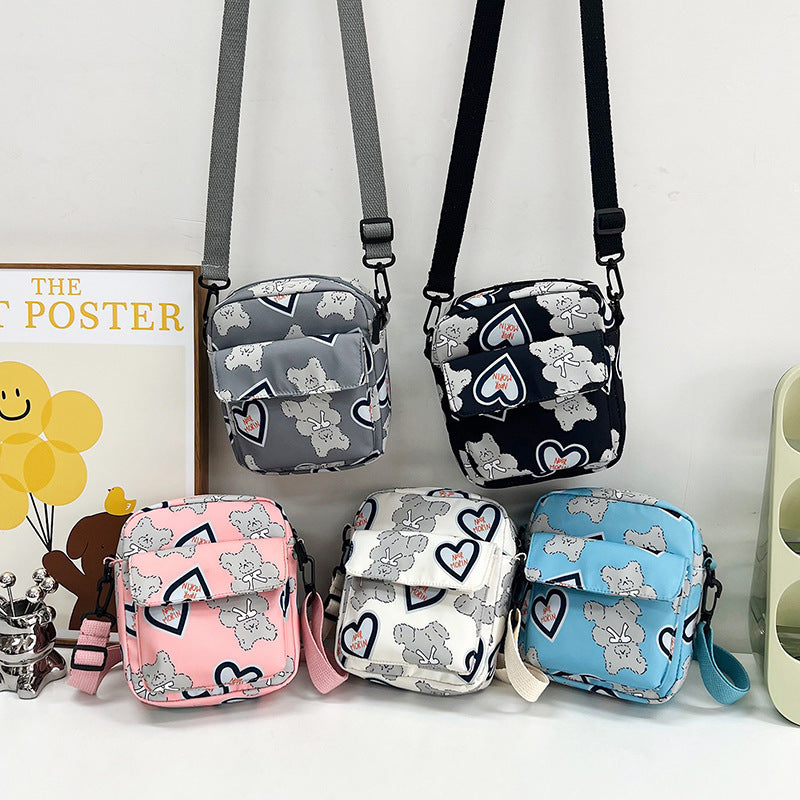 Women's Cute Heart Nylon Mobile Korean Style Crossbody Bags