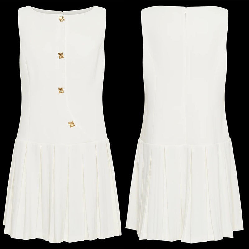 Women's Source Fashionable Button Elegant Zipper Sleeveless Clothing
