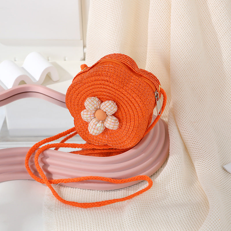 Women's Woven Seaside Flower Beach Summer Mini Children's Coin Purse