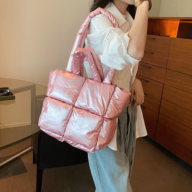 Women's Fashion Large Capacity Totes High-grade Shiny Simple Shoulder Bags