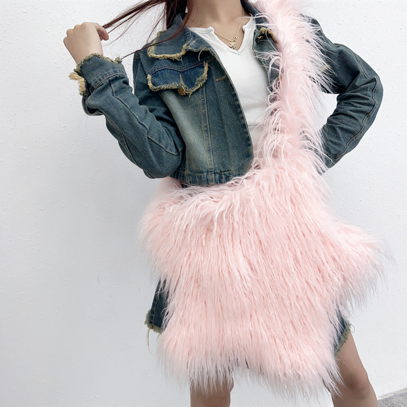 Plush Dopamine Wear Niche Hot Furry Crossbody Bags