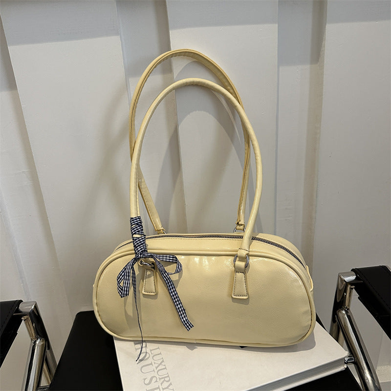 Fashionable Simple Solid Color Ribbon Spring Versatile Underarm Armpit Bags