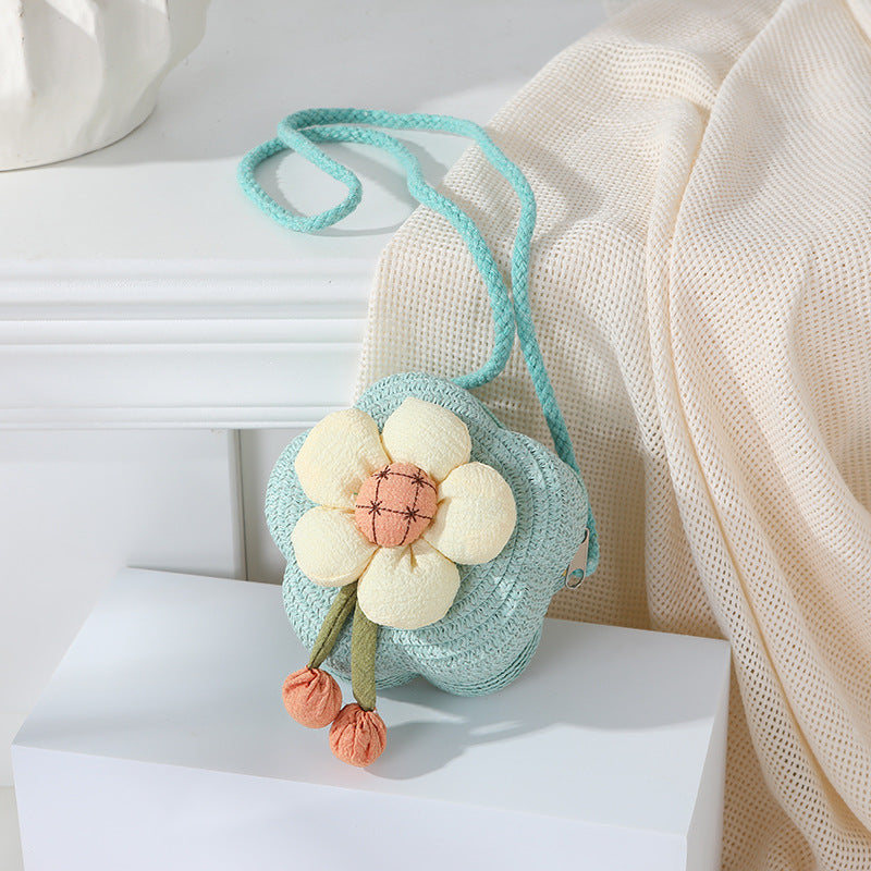 Women's Woven Seaside Flower Beach Summer Mini Children's Coin Purse