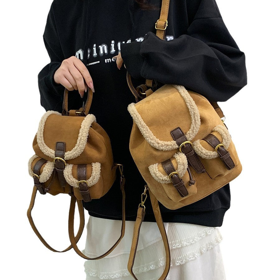 Women's Winter Plush Minority Fashion Retro High-grade Shoulder Bags