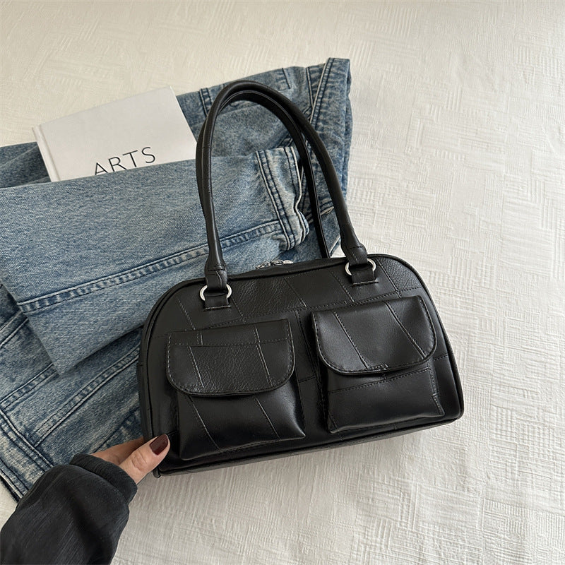 Women's Niche Underarm Fashion Stitching Versatile Large Armpit Bags