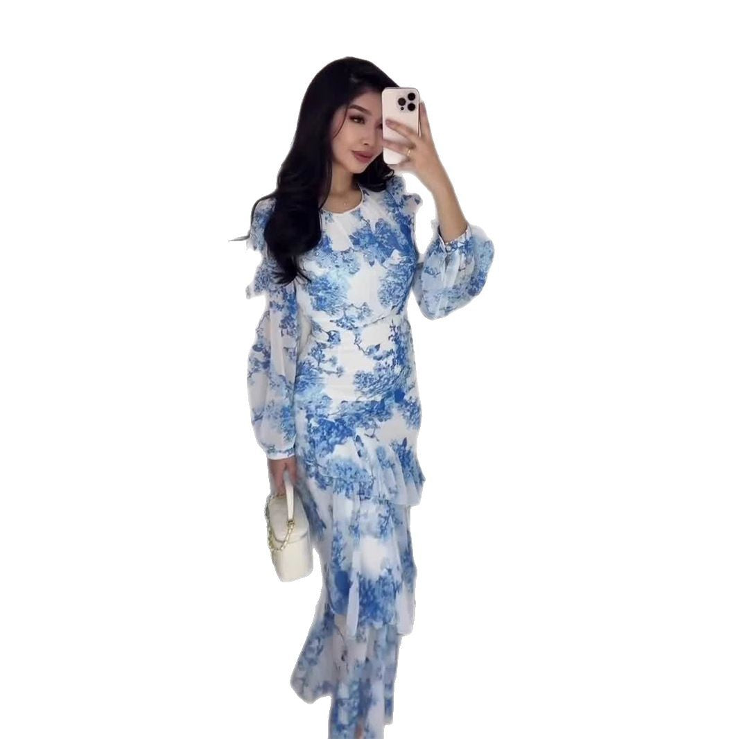 Women's Spring Floral Design Chiffon Printed Dress Dresses