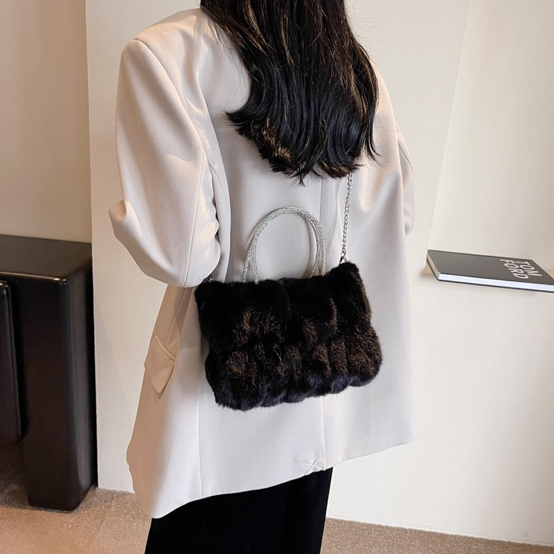 Women's Niche Plush Popular Chain Portable Fur Crossbody Bags