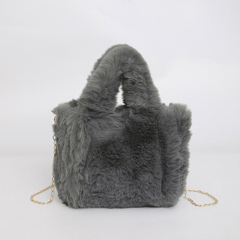 Women's Plush Imitate Rex Rabbit Fur Mini Crossbody Bags
