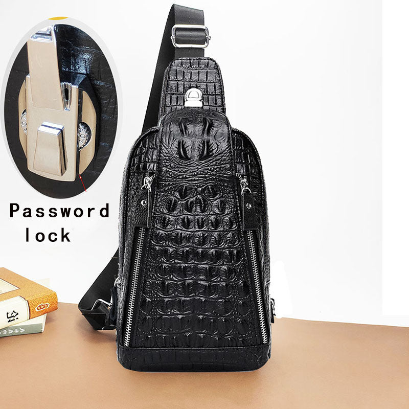 Men's Pattern Top Layer Cattlehide Leather Fashion Men's Chest Bags