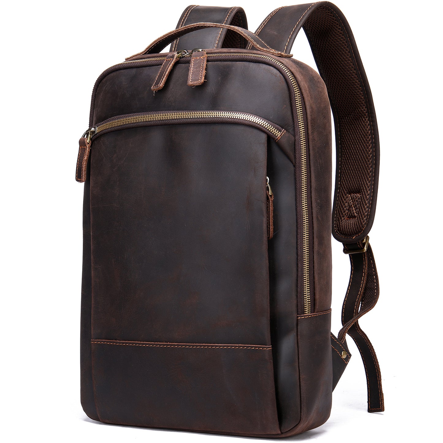 Men's Crazy Horse Leather Vintage Genuine Large Backpacks