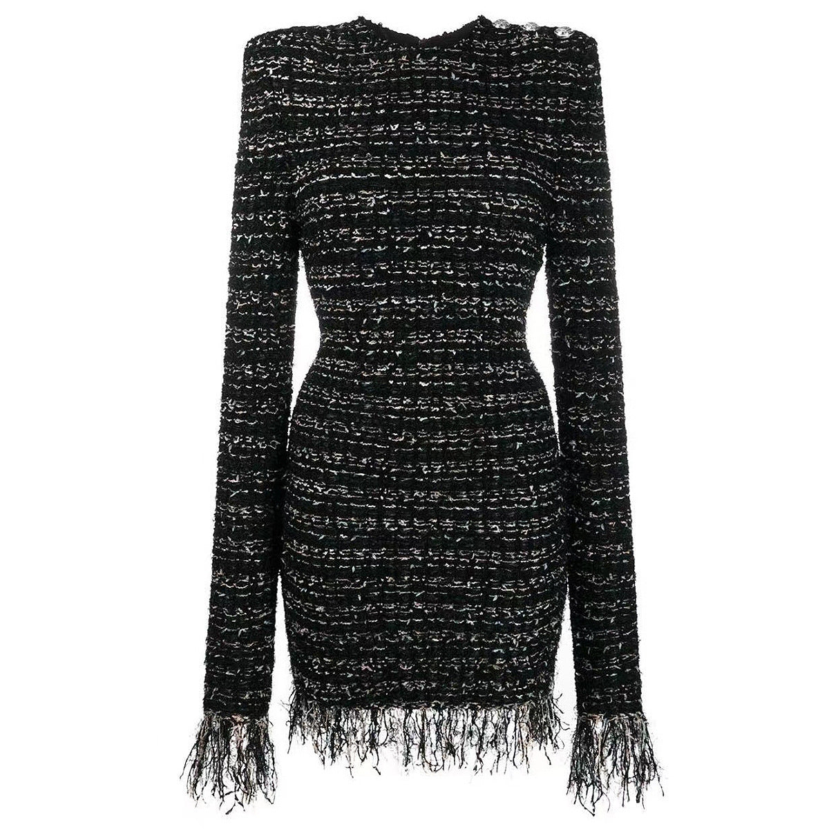 Women's Bright Silk Woolen Fringe Dress High Clothing