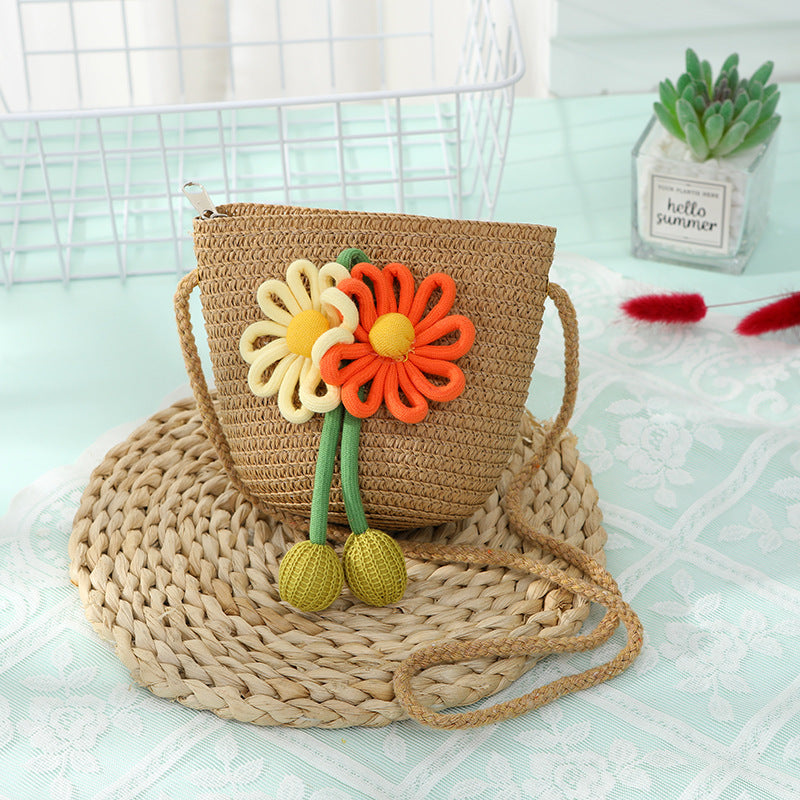 Women's & Children's Seaside Beach Weaving Straw Hat Pastoral Children's Coin Purse