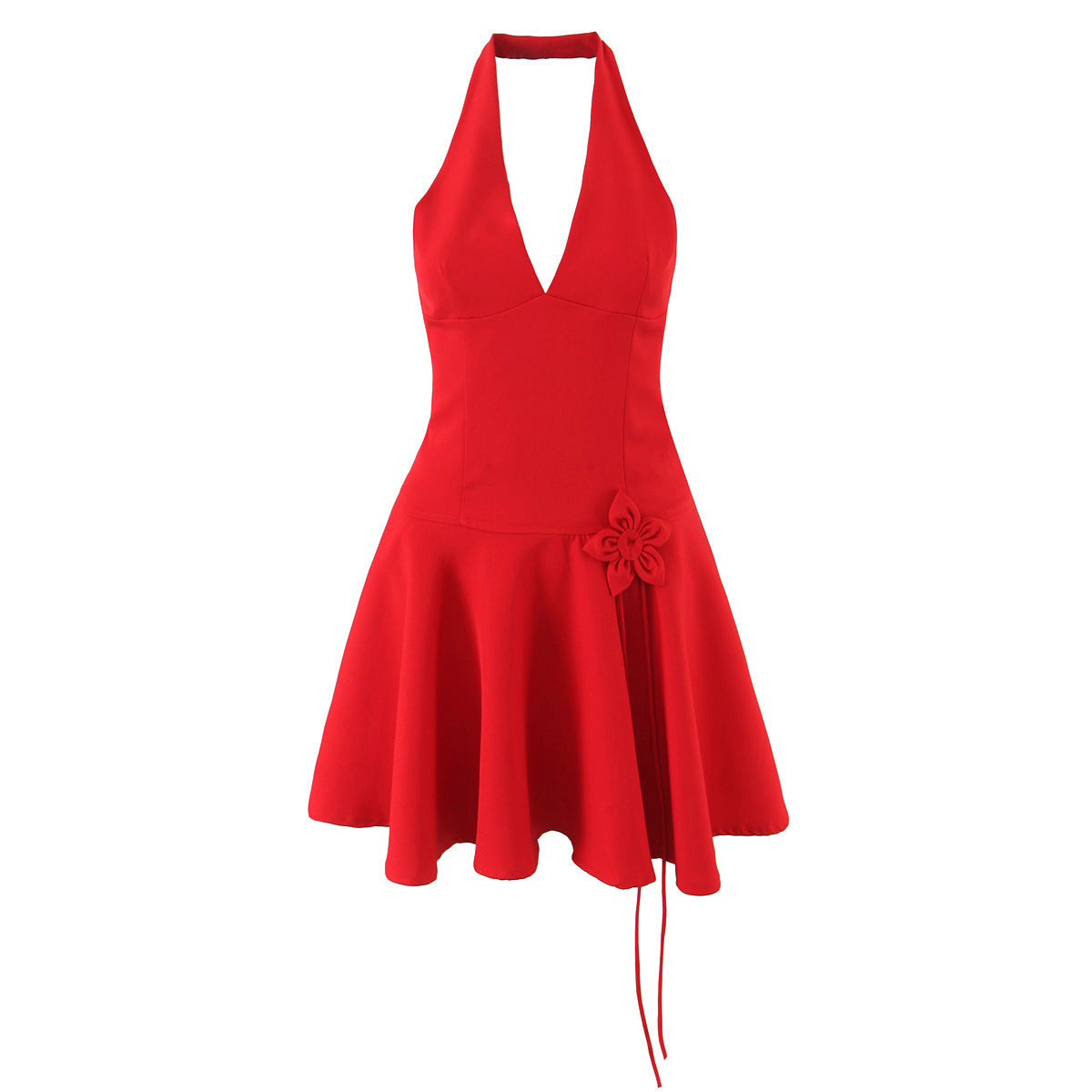 Light Luxury Pleated Deep Backless Halter Skirts