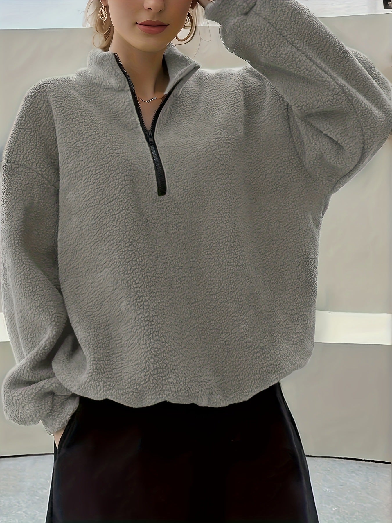 Winter Long Sleeve Casual Simple Solid Color Women's Sweater, Sweater